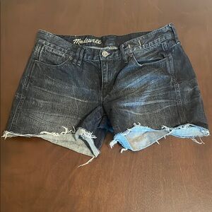 Madewell Dark Wash Jean Shorts Distressed Cut-Offs